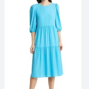 Charles Henry Tie Back Midi Dress Preppy Color Aqua, NWOT, Size Small